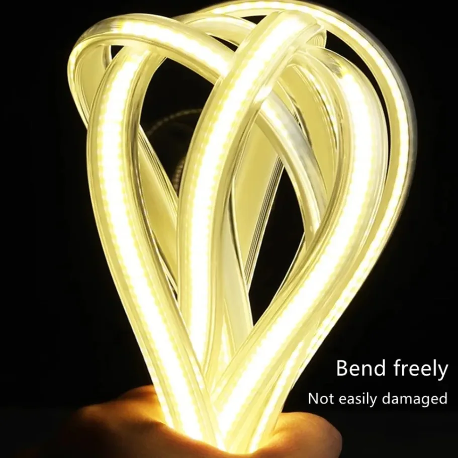 AC220V عدسة COB LED قطاع أضواء 10 مللي متر الشريط مع الاتحاد الأوروبي التوصيل فليكس سيليكون مصباح أنبوبي IP65 مقاوم للماء للمنزل إضاءة الحديقة في الهواء الطلق