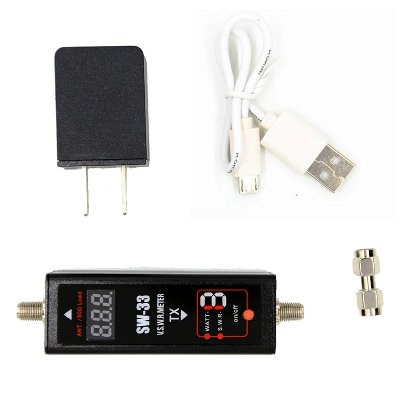 1Set SW-33 Mini Power SWR Meter 100Mhz-520Mhz Portable Tester For Two Way Radio Antenna Tester Counter US Plug