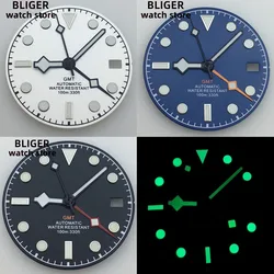 BLIGER 29mm Sterile Dial GMT Hand Fit NH34 NH34A GMT Movement green luminous white blue Black dial Men's watch accessories