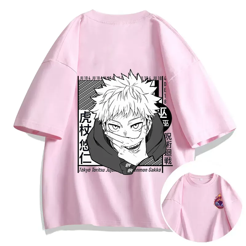 Anime Jujutsu Kaisen Itadori and Sukuna Print T Shirt Couple student street sports casual T-shirt