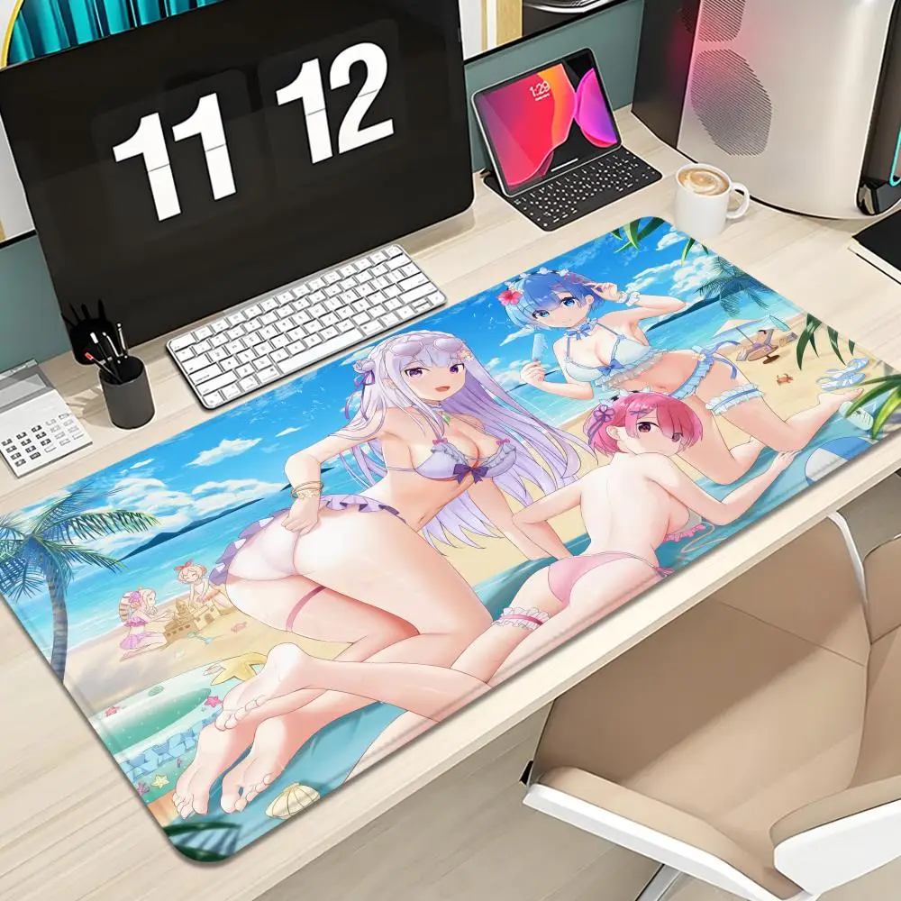 

Anime Re Life In A Different World From Zero Emilia Mouse Pad Keyboard Mousepad large 1200X600 mm Desk Mat PC Gamer Table pad
