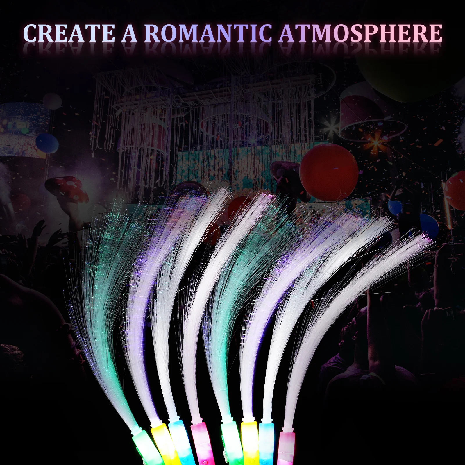 

12Pcs Fiber Sticks Durable LED Light Up Wands Strap Party Concert Sticks for Concert Music Festival