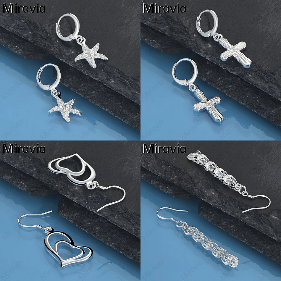 

Miravia 925 Sterling Silver Light Refraction Reflective Cross Earrings Feminine Temperament Fashion Gift Jewelry