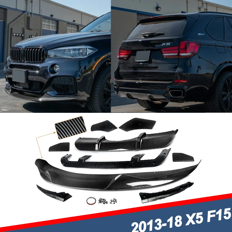 

For BMW X5 F15 Body Aero Kits M Sport Carbon Fiber Style Front Lip+Rear Diffuser