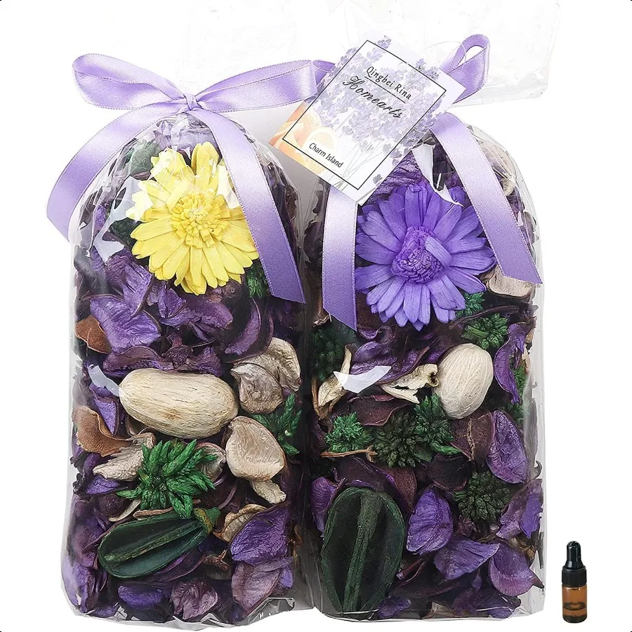 

Весенние мешки для попури, фиолетовые декоративные чаши для попури, наполнитель для чаши с ароматом лаванды, сухоцветы, домашний саше для ароматизаторов, 2 пакетика, 8,4 унции