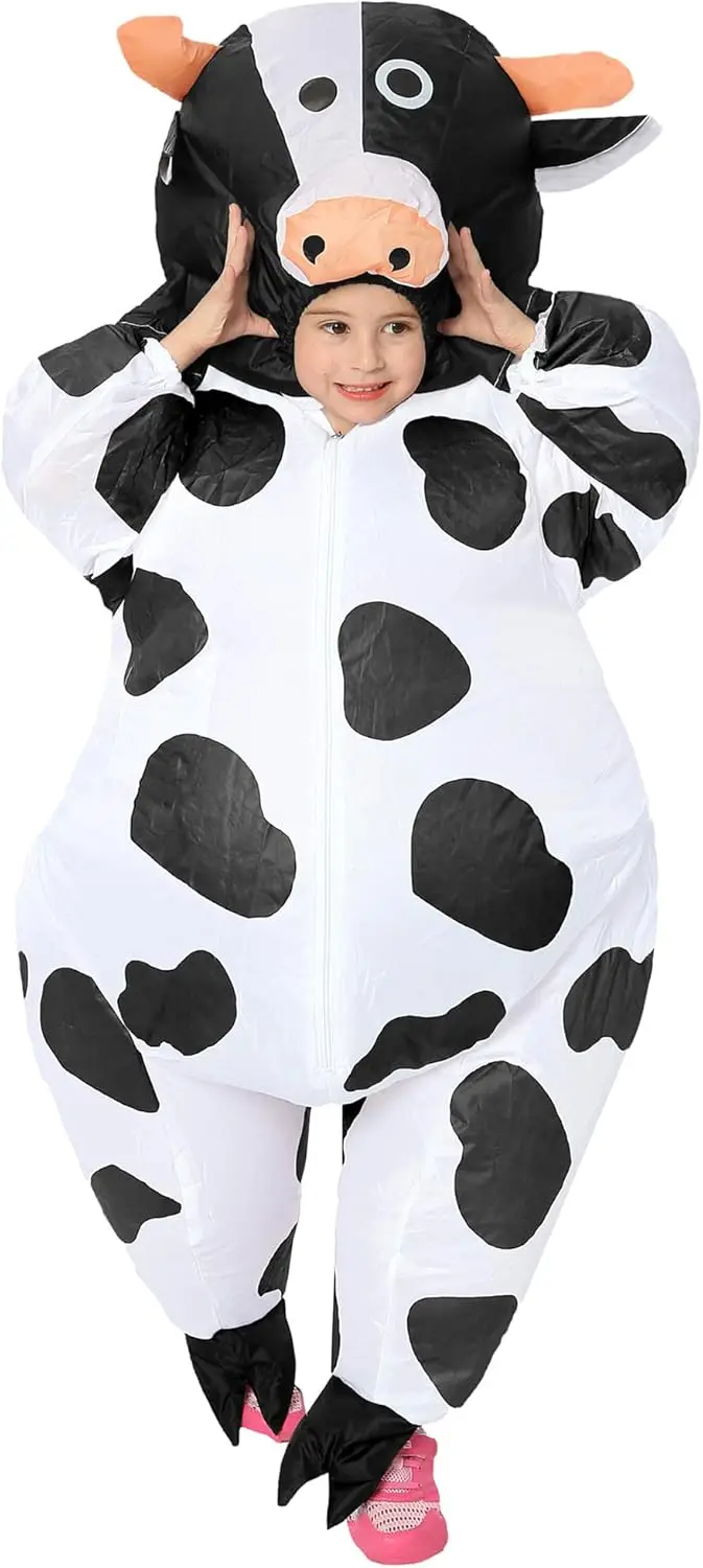 Надувной костюм коровы, детский забавный костюм животного для косплея, вечеринки, фестиваля, Хэллоуина