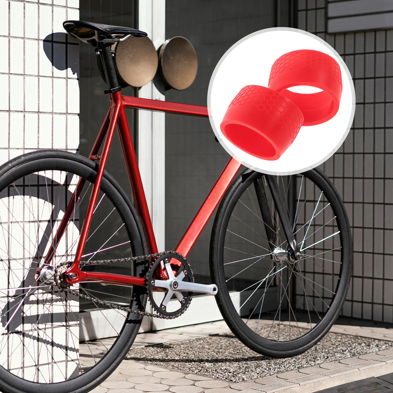 

2Pcs Bike Handlebar Tape Fixing Rings Black Rubber Anti Slip Covers Road Bike Grip Protectors Cycling Cable Management