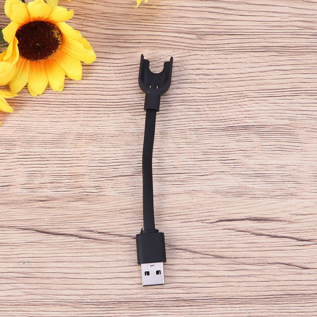 

3 Charging Cable Usb For Smart Wristband Black Tpe Flat Cord Gold Plated Contact Computer
