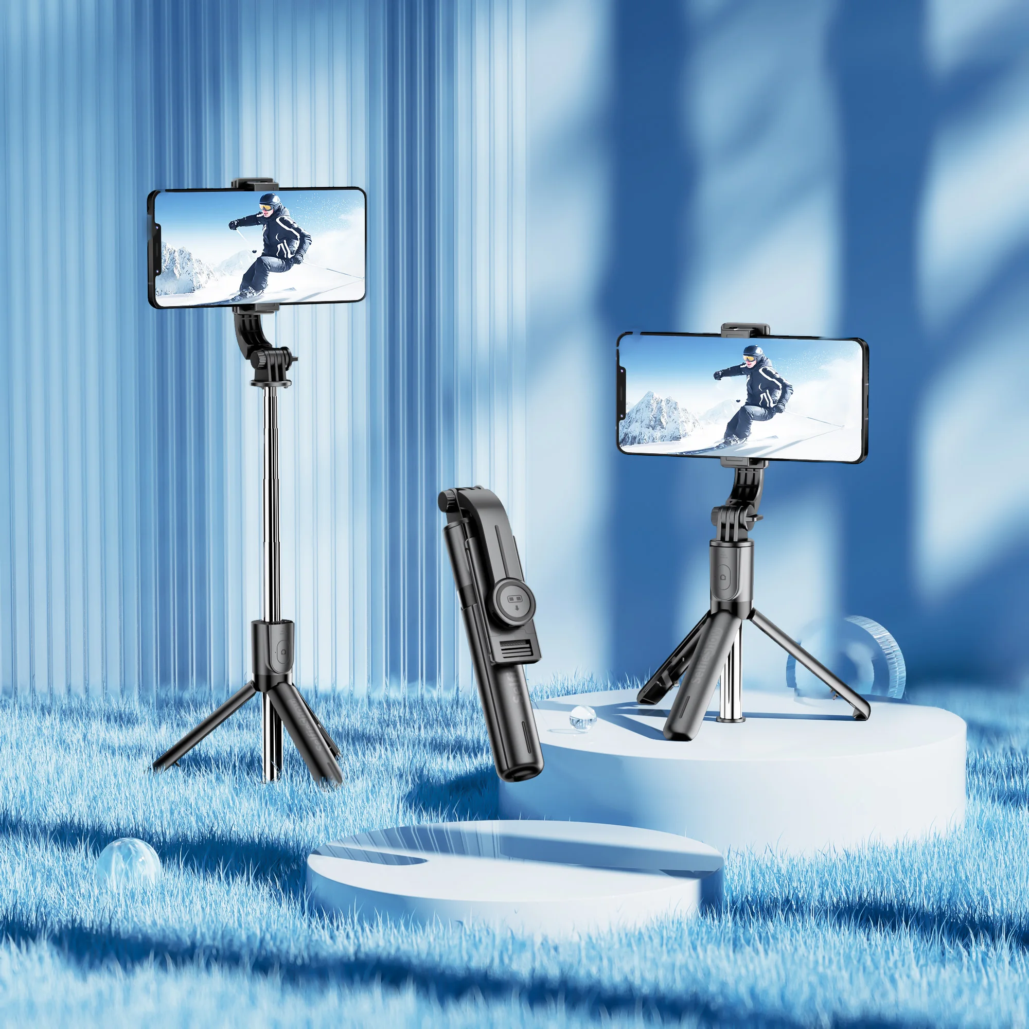 Portable Mini Tripod F01 Selfie Stick Tripod Phone Stand with Wireless Bluetooth for Android and Iphone Smartphone Shooting Vlog