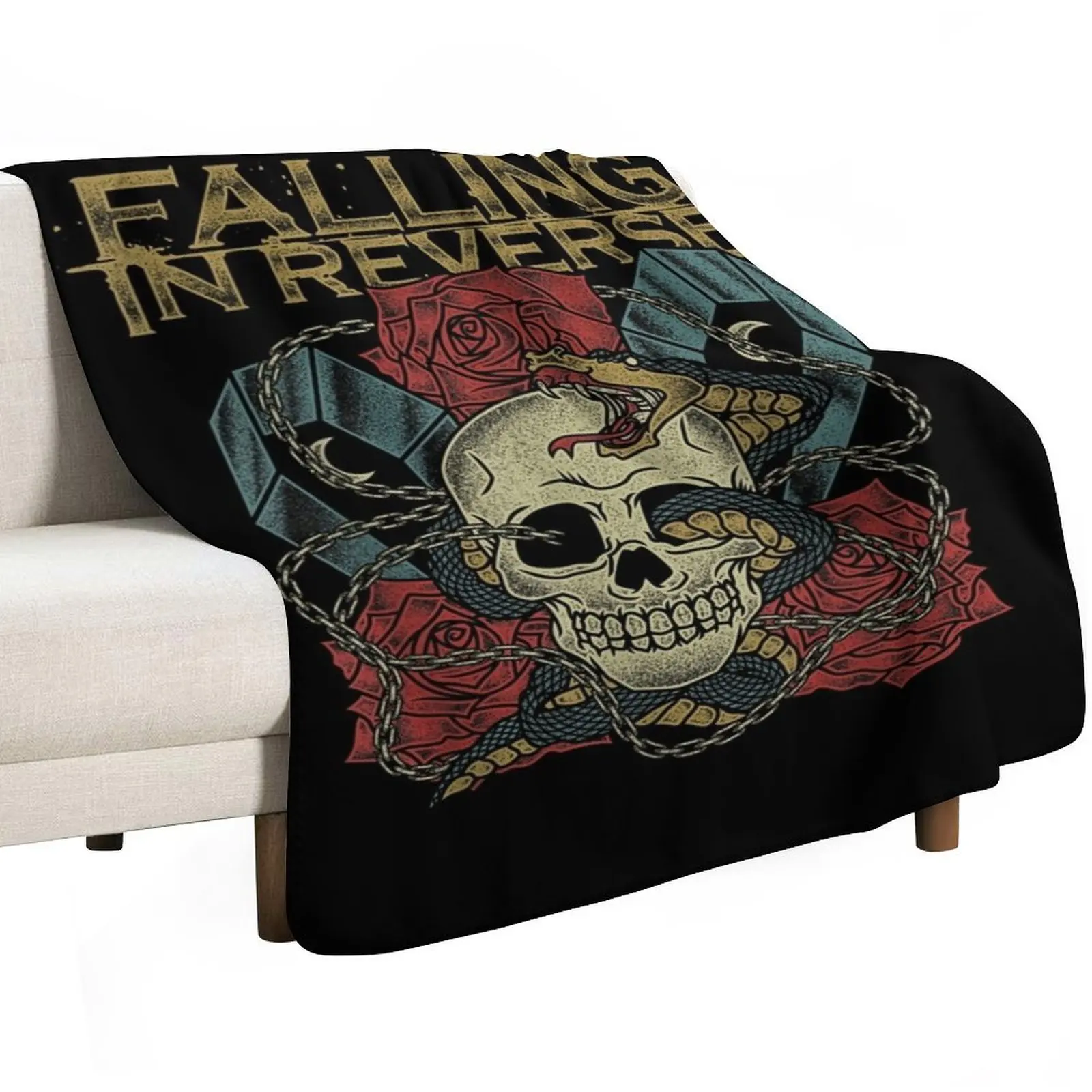 Falling In Reverse - Official Merchandise - The Death vintage Throw Blanket For Decorative Sofa Soft Big Weighted Blankets