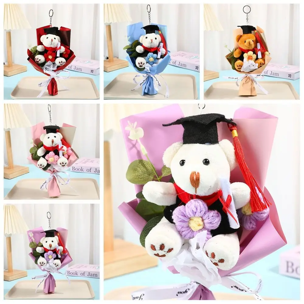 

Animal Bouquet Lovely Bear Graduation Bear Bouquet Lovely Cartoon Bear Plush Bouquet Elegant Doctoral Bear Toy Valentine'S Day