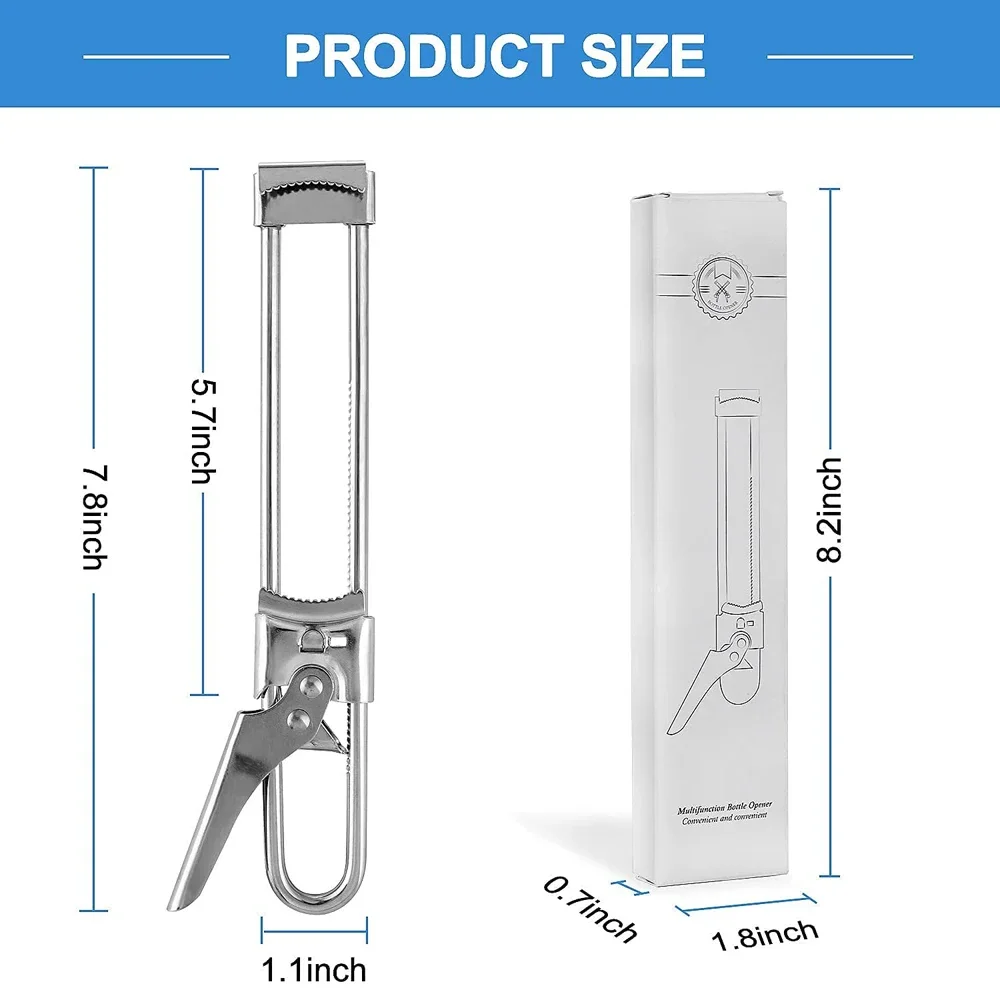 Abrelatas con pinza de acero inoxidable, abridor de tapa de botella Manual ajustable multifuncional, herramientas de accesorios de cocina