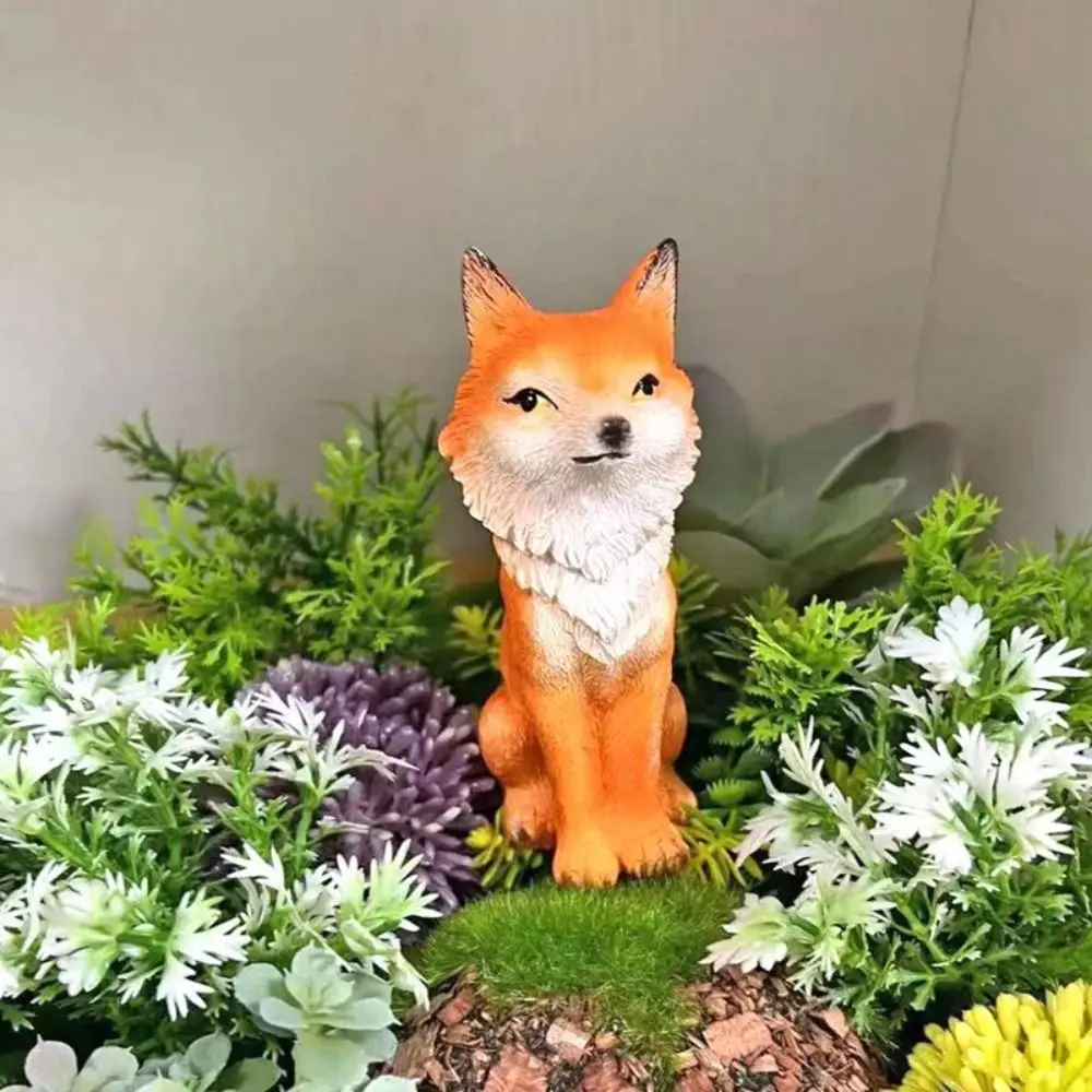 Mini Potted Gardening Fox Ornaments DIY Micro Landscape Nine Tailed Fox Ornaments Garden Fox Statue Succulent Decorations