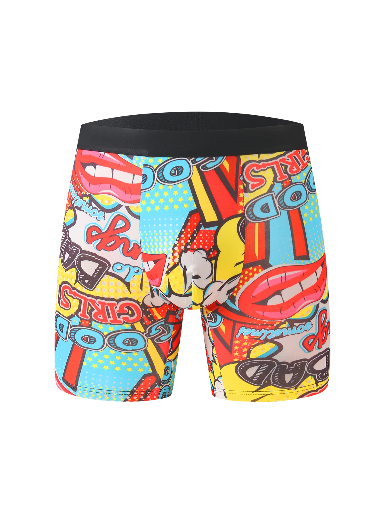 5 قطع الرجال ضئيلة الفردية الاتجاه الكتابة على الجدران طباعة سراويل الملاكم الطويلة كومبو #3