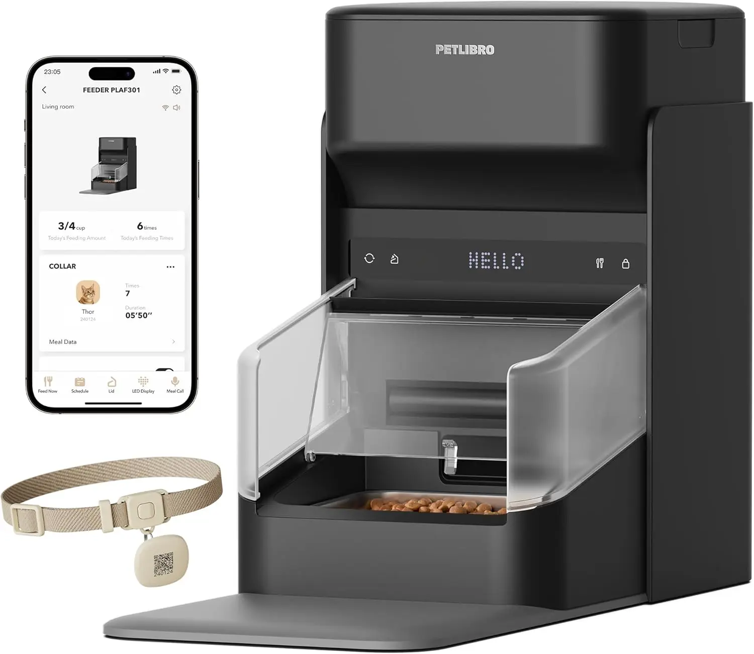 

RFID Automatic Cat Feeder, Collar Sensor for Personalized Meals, Cats Recognition, Diet Tracking and Anti-Stealing for Multi-Pet