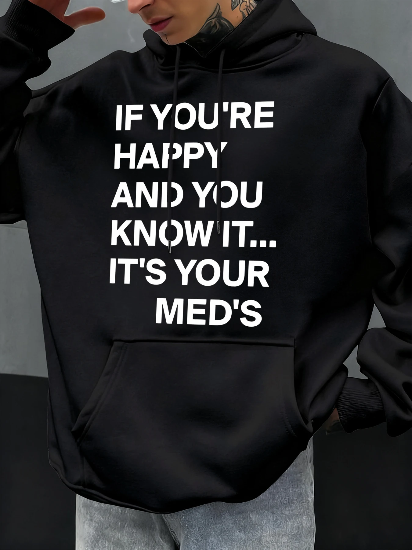 26 Humorous Expression Of Happiness Print Mens Autumn Hoody Pocket Casual Hoodies Multicolor Fleece Pullover Soft Fashion Hoodie