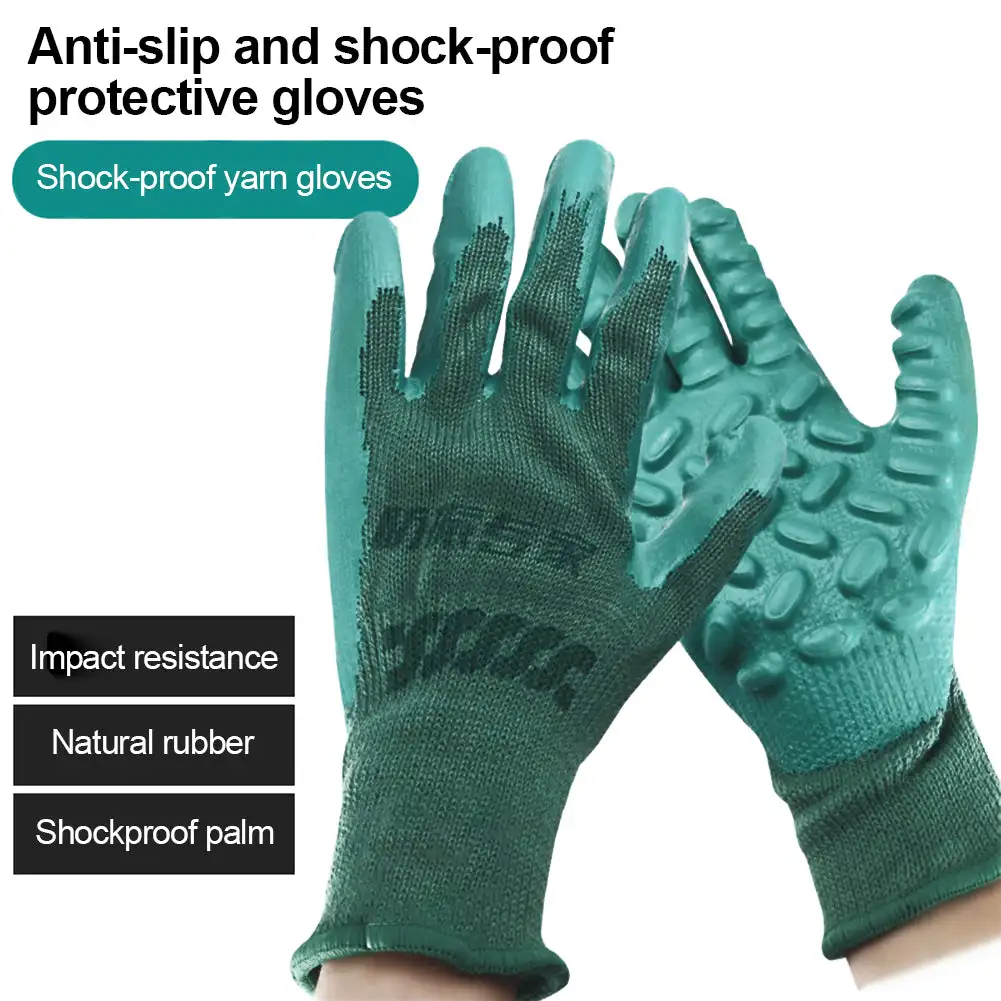 

1Pair Latex Anti-Slip Protective Gloves Shock-Proof Safety Gloves Electric Drill Mine Construction Workers Wear-Resistant Glove