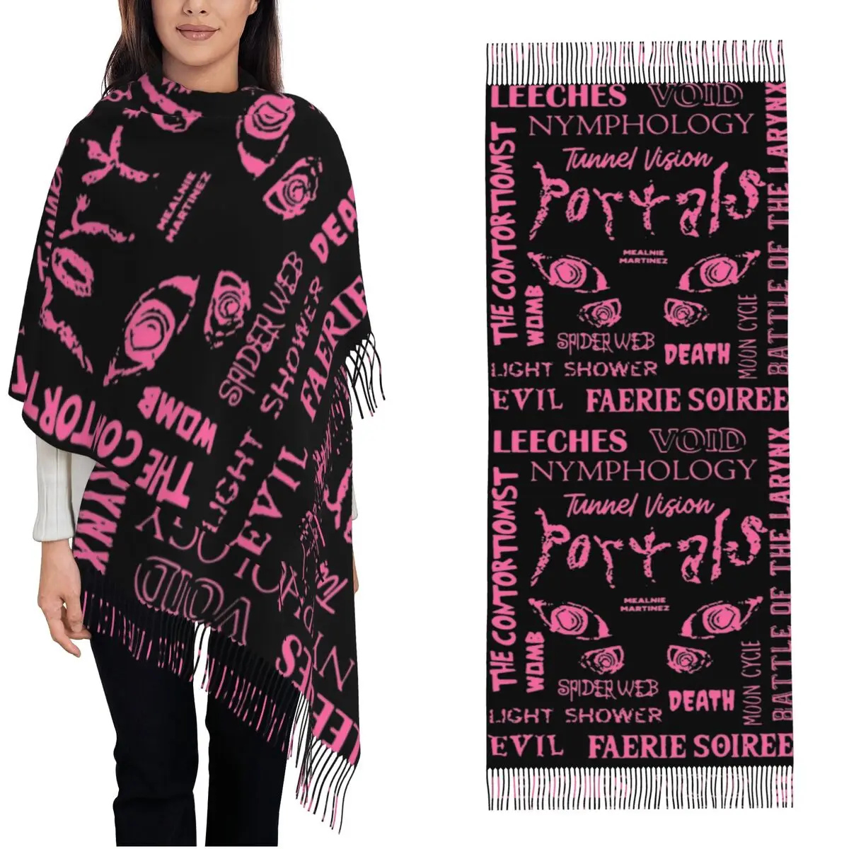 Nymphologi Leeches Martinez Scarf for Women Warm Winter Pashmina Shawls and Wrap Melanie Martinez Long Shawl Scarf Daily Wear