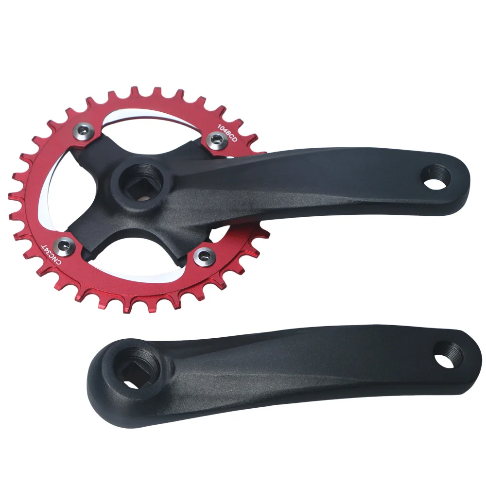 Fahrrad Vierkantloch Kettenrad 104BCD 152mm/165mm/170mm Kurbelarme 32/34/36/38/40/42T Schmales breites Kettenblatt MTB Fahrrad Kurbelgarnitur – Detail 6