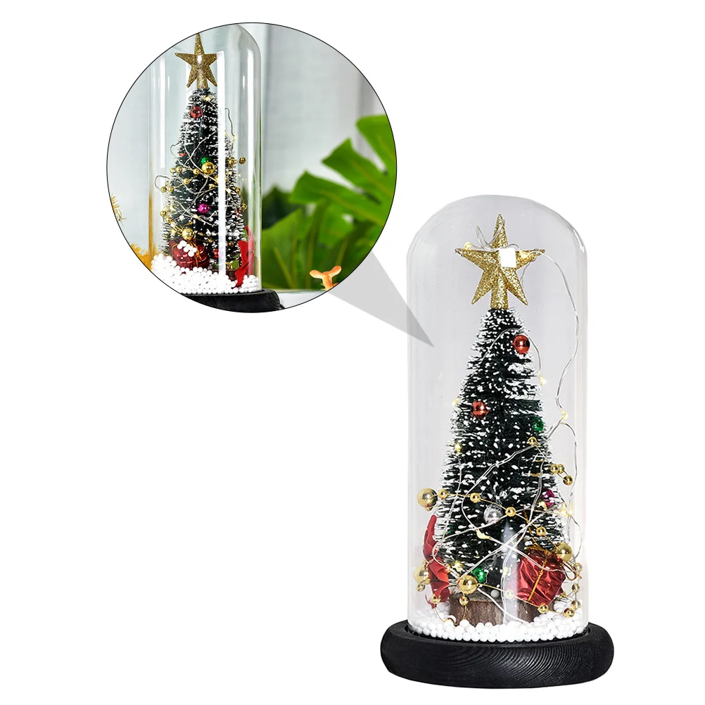 Gift Christmas Glass Lampshade Desktop Light Decor Tree LED Xmas Night Atmosphere Tabletop Decorative