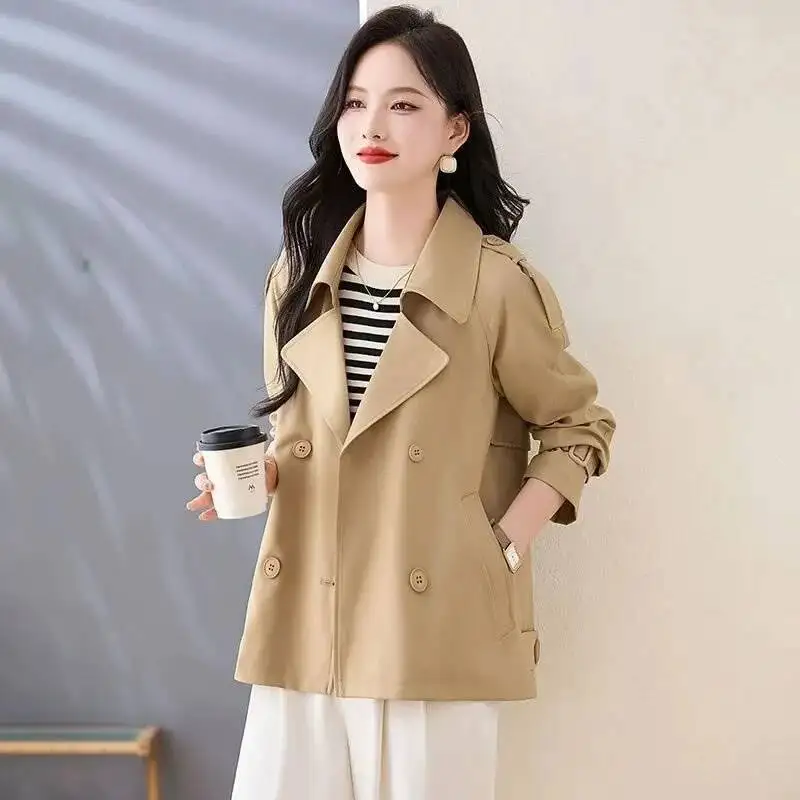 

2025 New Spring Autumn Trench Coat Female Korean Single Breasted Short Women Windbreaker Jacket Casual Ladies Outerwear Tops