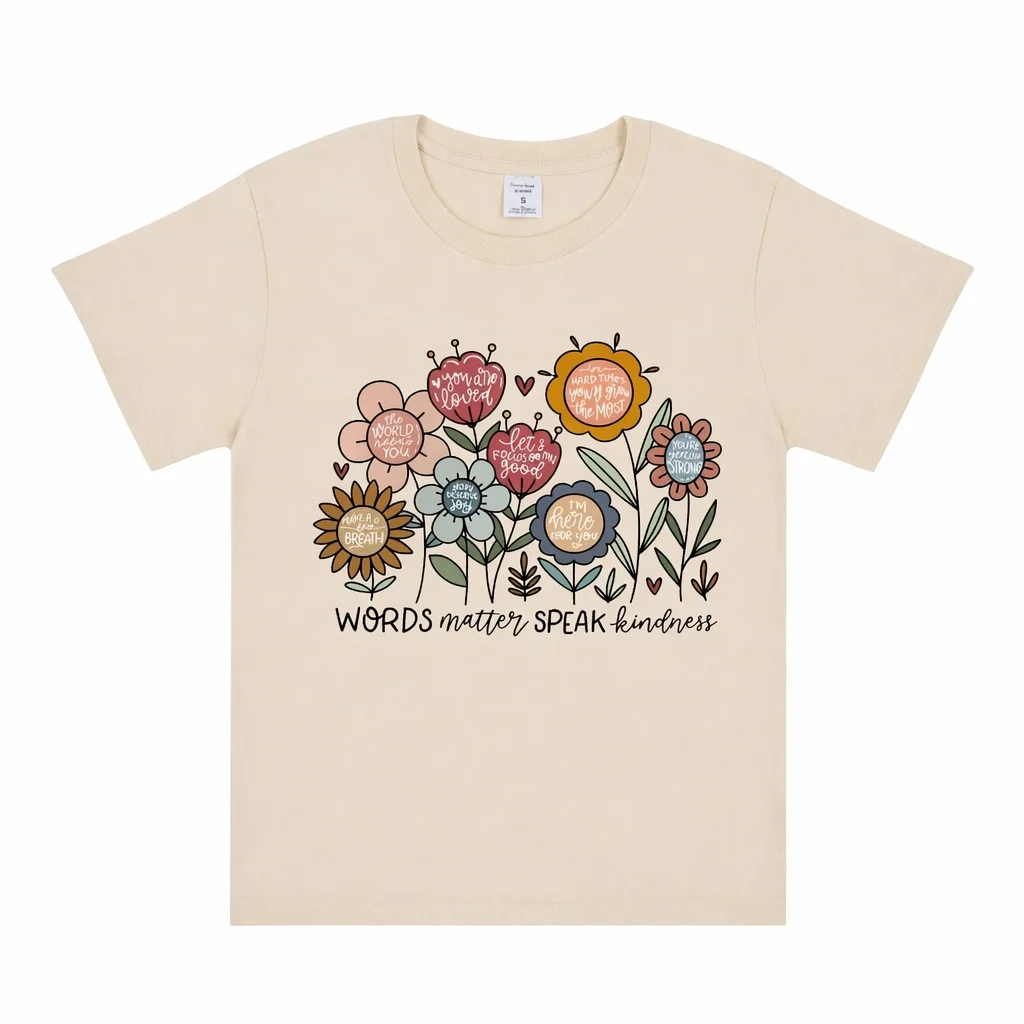 Words Matter Speak Kindness T Shirt Women 100% Cotton Positive Affirmation Floral Graphic Tee Mental Health Awareness Shirt