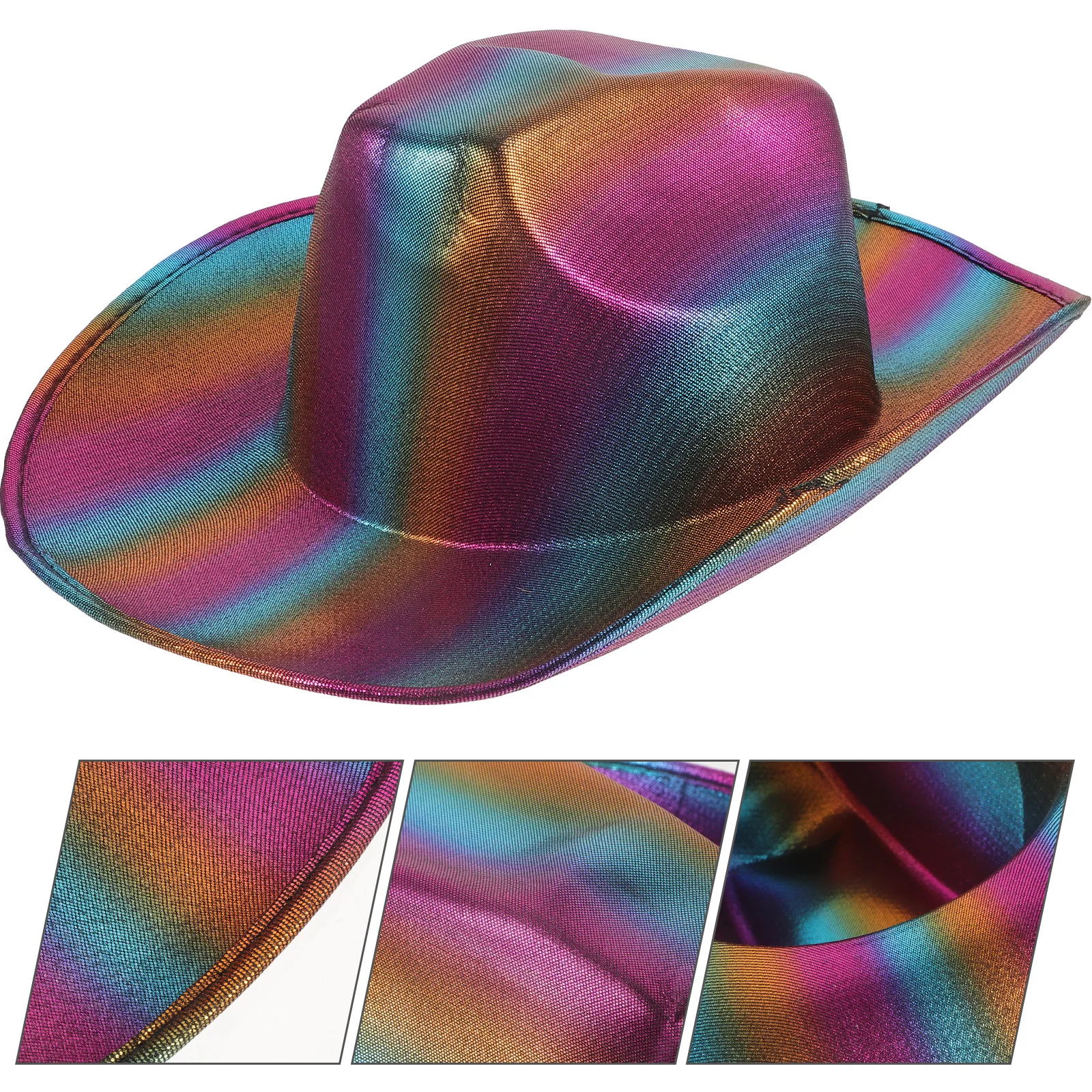 

Rainbow Cowboy Hat Gold Foil Design Adjustable For Halloween Party Dance Performance Hats Adults Women Men