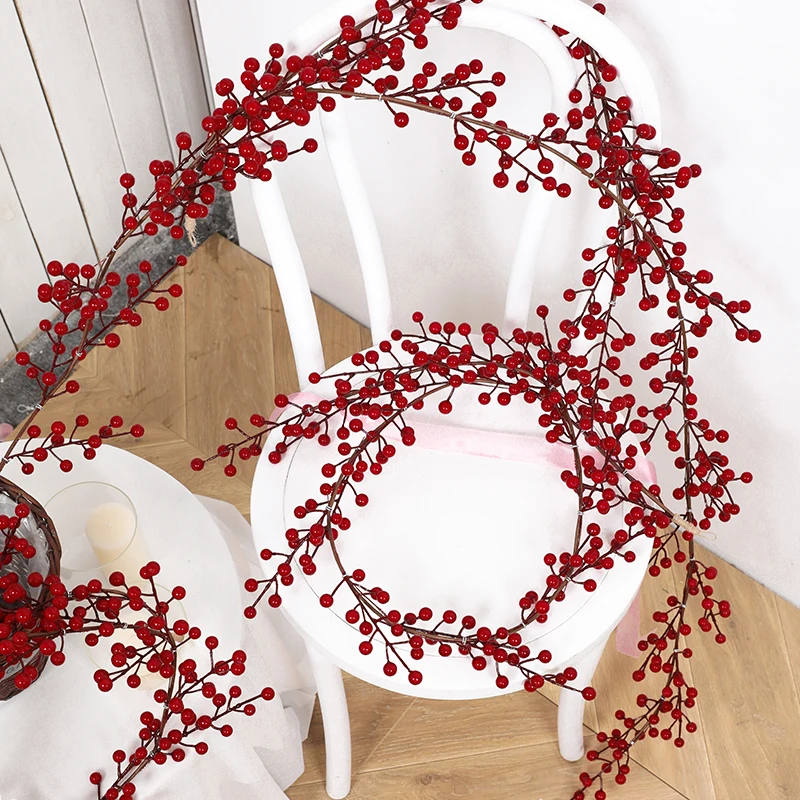 1pc Simulation Christmas Fortune Fruit Vine Christmas Party Home Decoration Landscape Hanging Wall Flower Arrangement