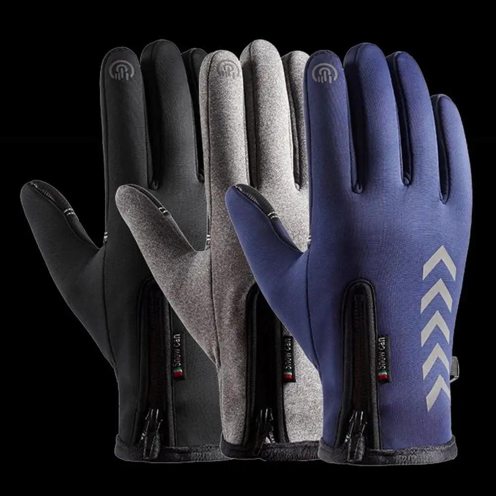 

Winter Gloves 1 Pair Chic Full Fingers Reflective Windproof Ridding Gloves for Travel