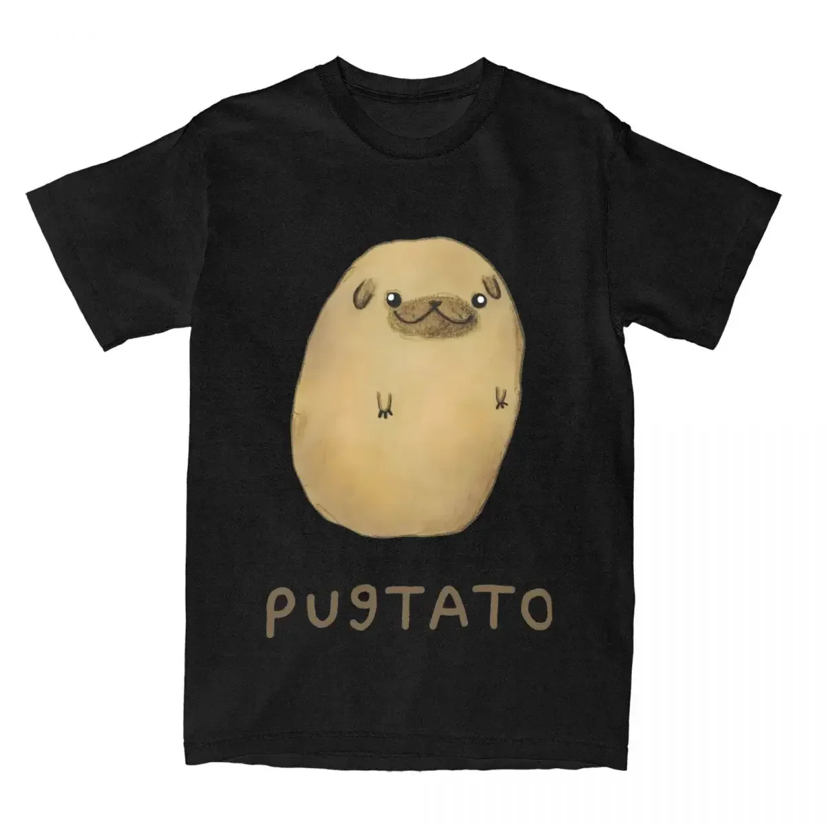 New Arrival fashion heavyweight Cute Potato Pug Men Kawaii Pet Dog Puppy Pugs  Novelty Tee Shirt T-Shirts Pure Cotton Clothing