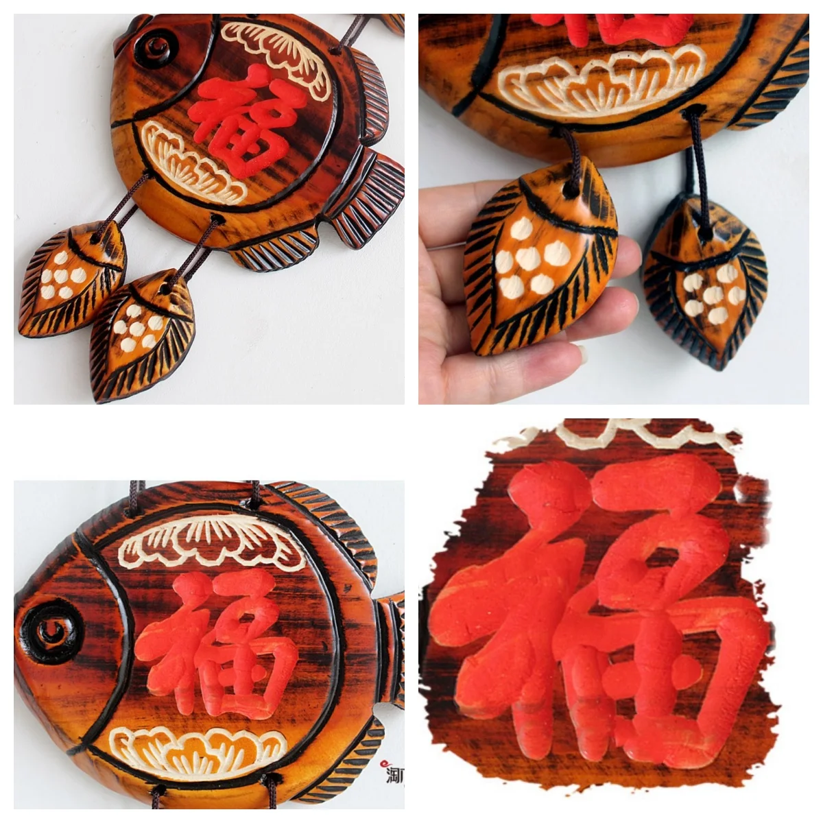 Винтажные деревянные настенные украшения в китайском стиле на удачу с изображением рыбы благословение налет для прихожей, коридора, спальни, настенные украшения