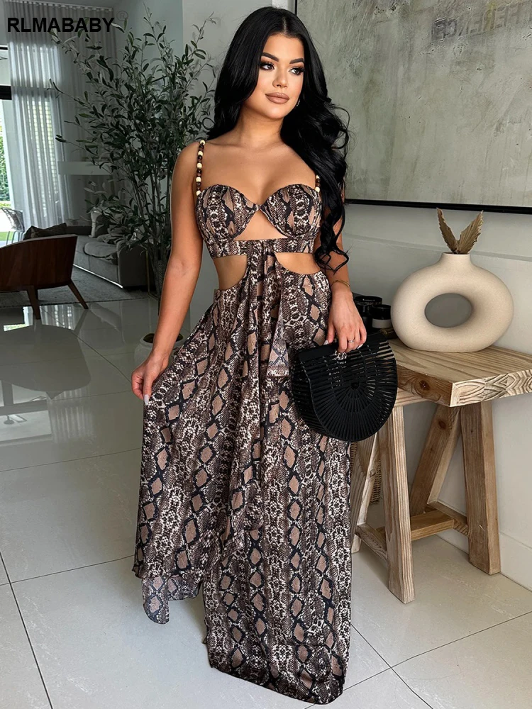 

RLMABABY сексуальное женское длинное облегающее платье со змеиным принтом на бретельках без рукавов с открытой спиной клубное вечернее платье макси