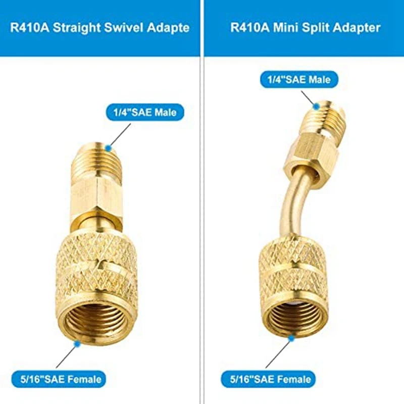 R410A Mini adaptery Split zamiennik R410A ładowanie złącze portu próżniowej z 5/16 Cal żeńskie do 1/4 Cal męskie dla systemu HVAC