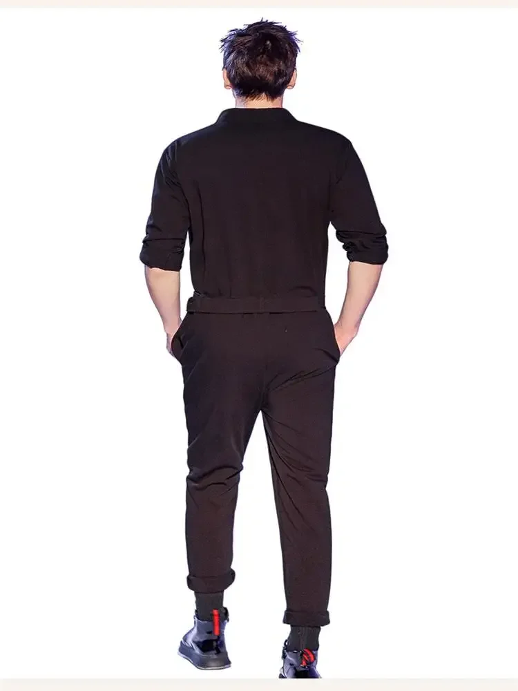 Men's new European and American wind spring and autumn casual pants fashion men's jumpsuit slim large size cargo pants