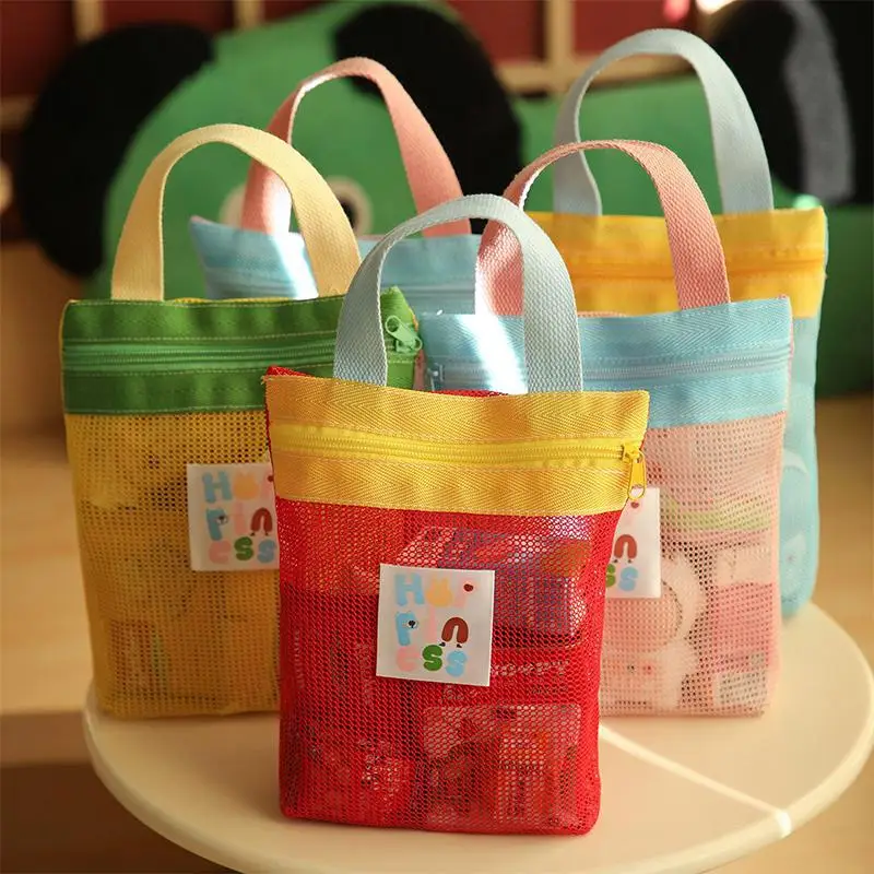 Dopamine Makeup Bag With Contrasting Colors, Mesh Design, Casual Hollow-Out Style, Useful For Toiletries And Travel Storage