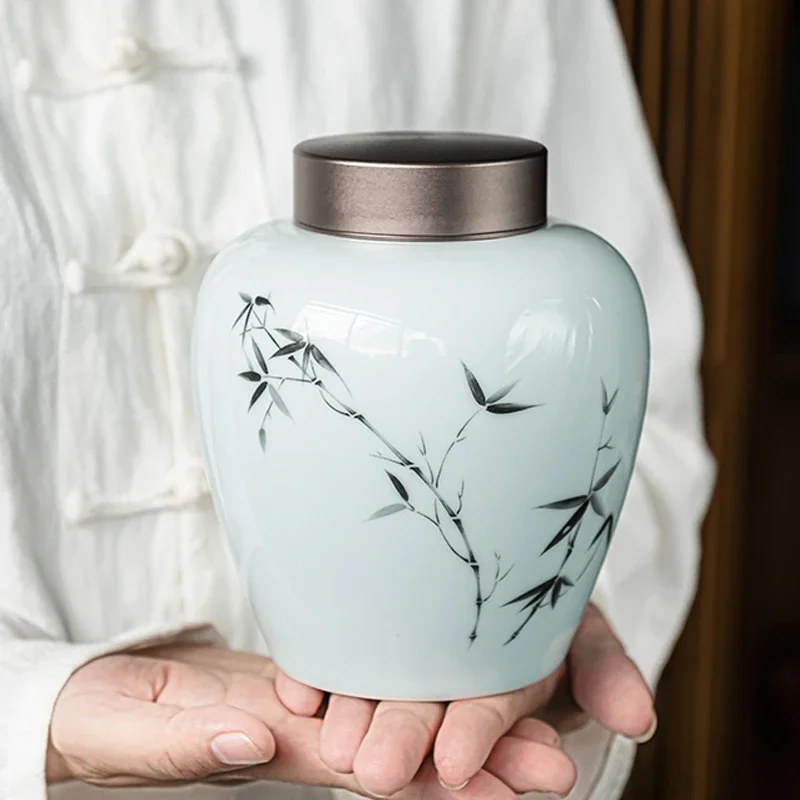 

Керамическая большая банка, крышка из алюминиевого сплава, герметичная банка для хранения, памятная банка для хранения шерсти и костей животных, урны