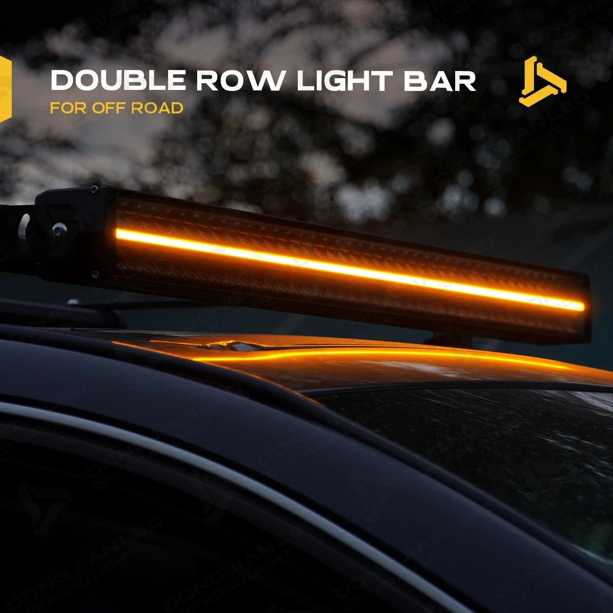 42-Inch Amber Double Row LED Light Bar 240W High Beam Roof Rack Lamps for  Wrangler Off-Road Bronco