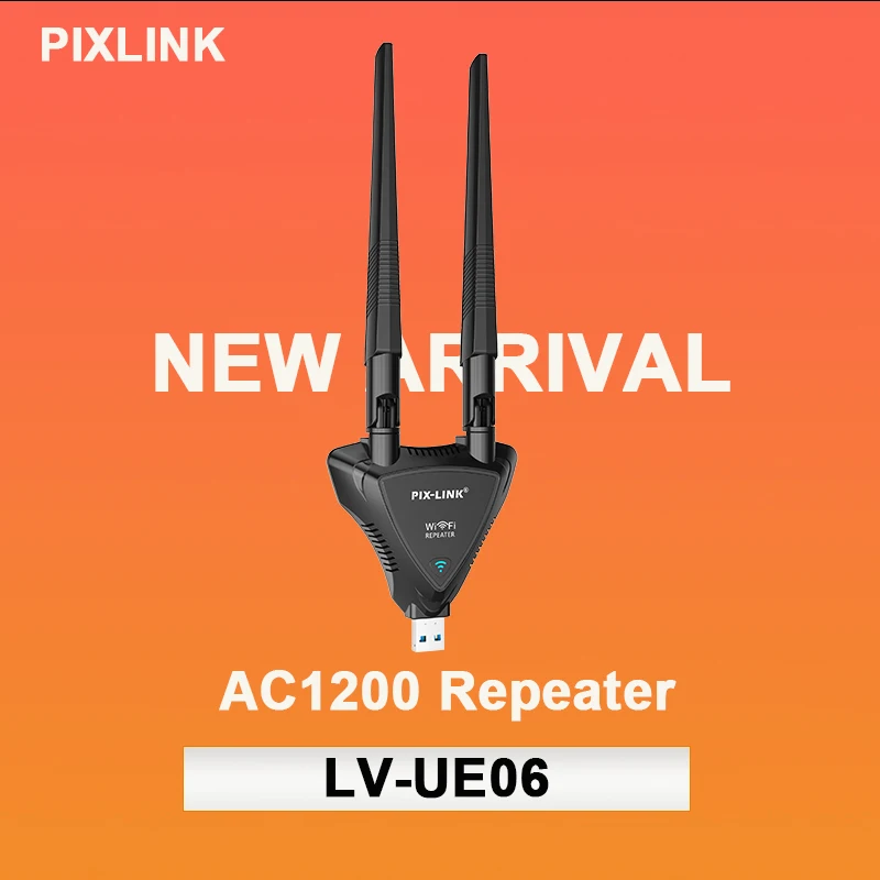 

Portable USB WiFi Extender Repeater PIX‑LINK UE06 Dual Band 1200Mbps Whole Home Signal Coverage Plug Play Travel Network Amplifi