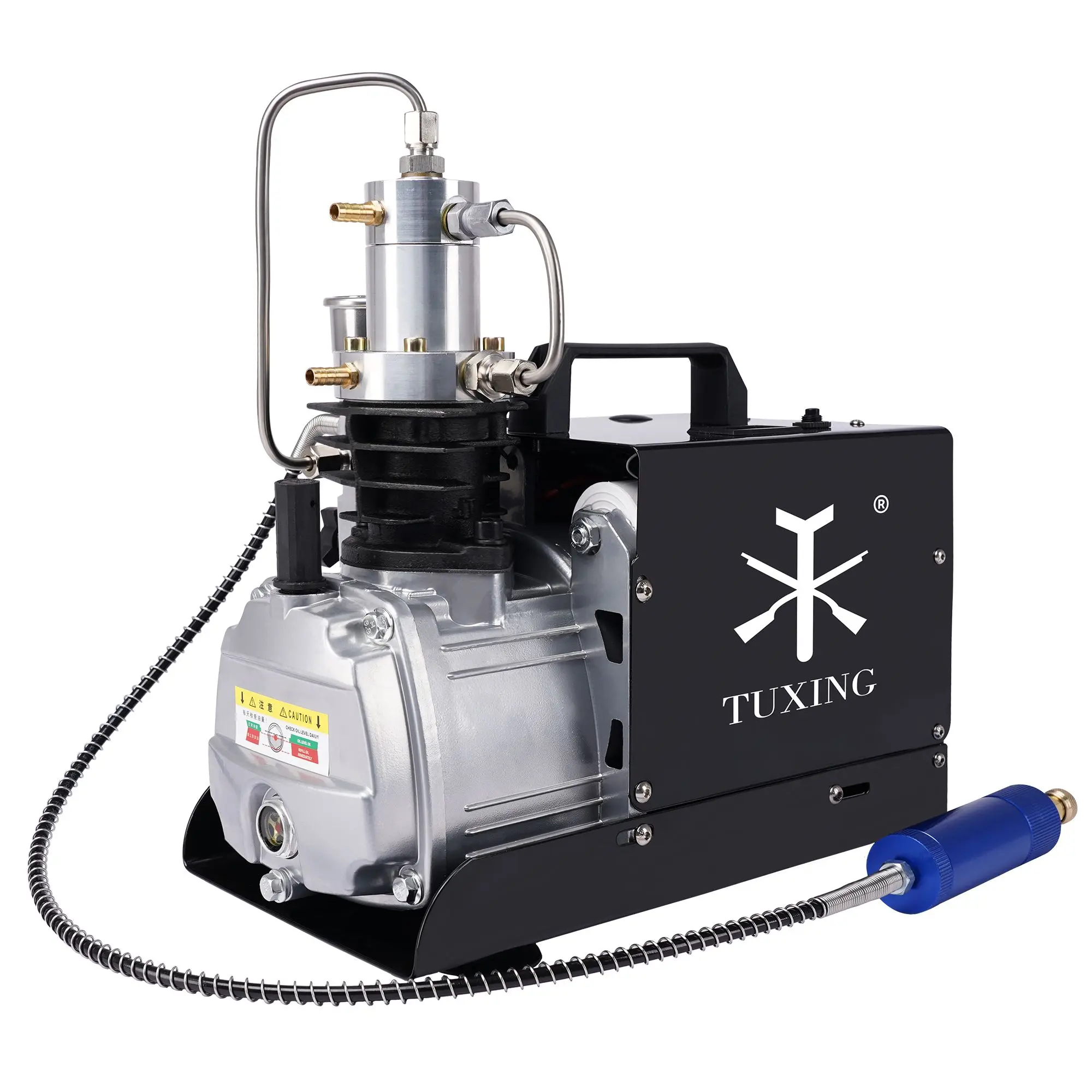 TUXING 4500Psi 300Bar PCP Air Compressor Electric High Pressure Air Compressor Auto-stop for PCP Scuba Tank Rifle Airgun TXES022