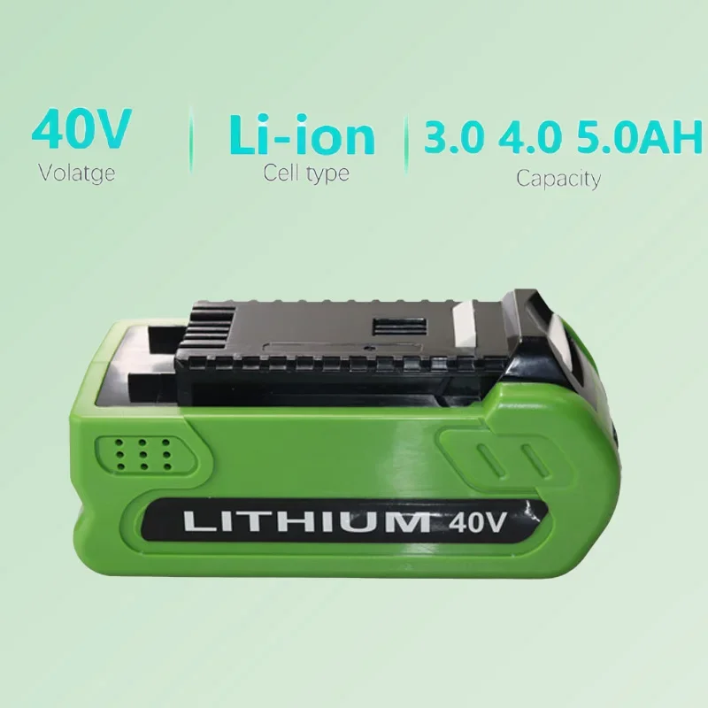 Compatible Li-ion Replaceable Battery for Greenworks, Power Tools, G-Max,40V, 3 Ah, 4 Ah, 5.0Ah