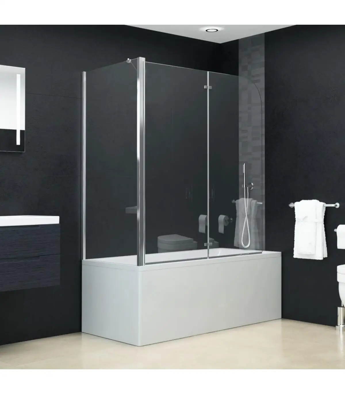 Shower doors double folded shower screen ESG 120x68x130 cm