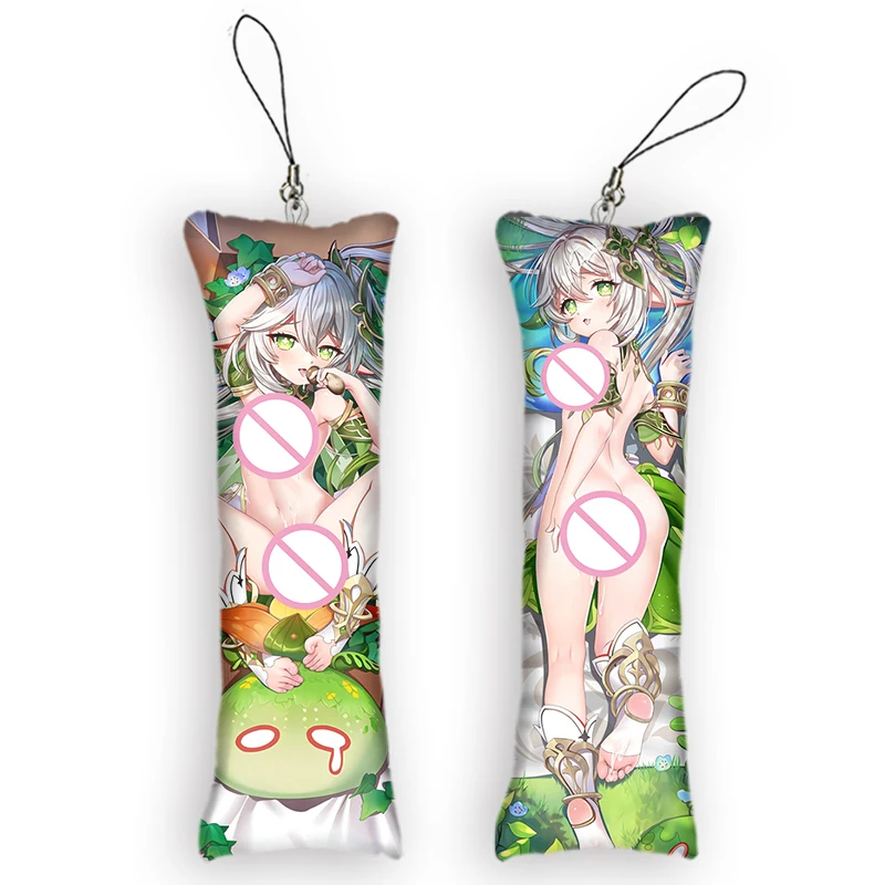 Cute Nahida Small Pillow Pendants Genshin Impact Mini Dakimakura Keychain Hanging Ornament Double-Sided Pendants DIY Phone Strap