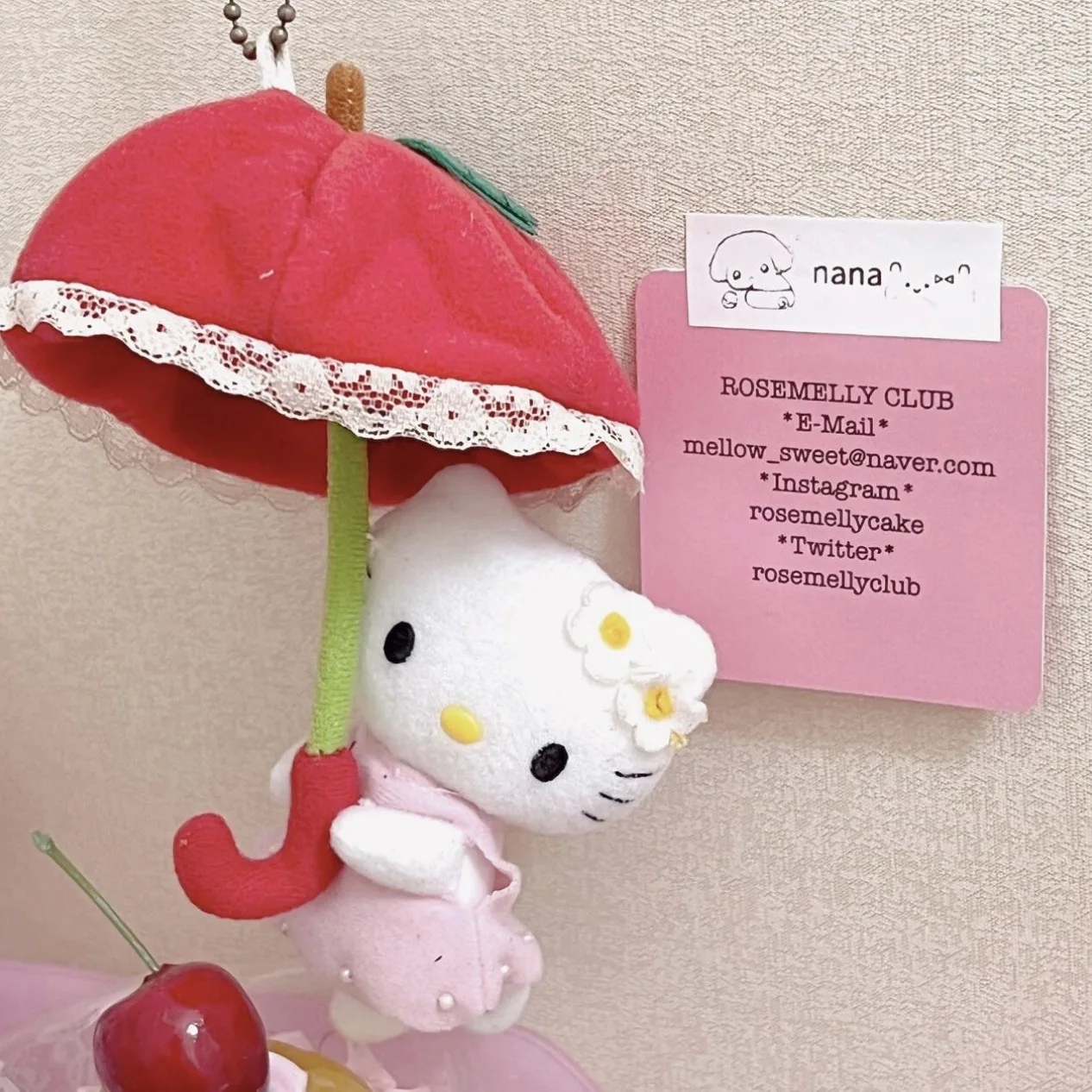 Anime Kawaii Hellokittys Umbrella Pendant Japanese Medieval Plush Doll Backpack Key Chain Plushie Pendant Student Bag Decoration