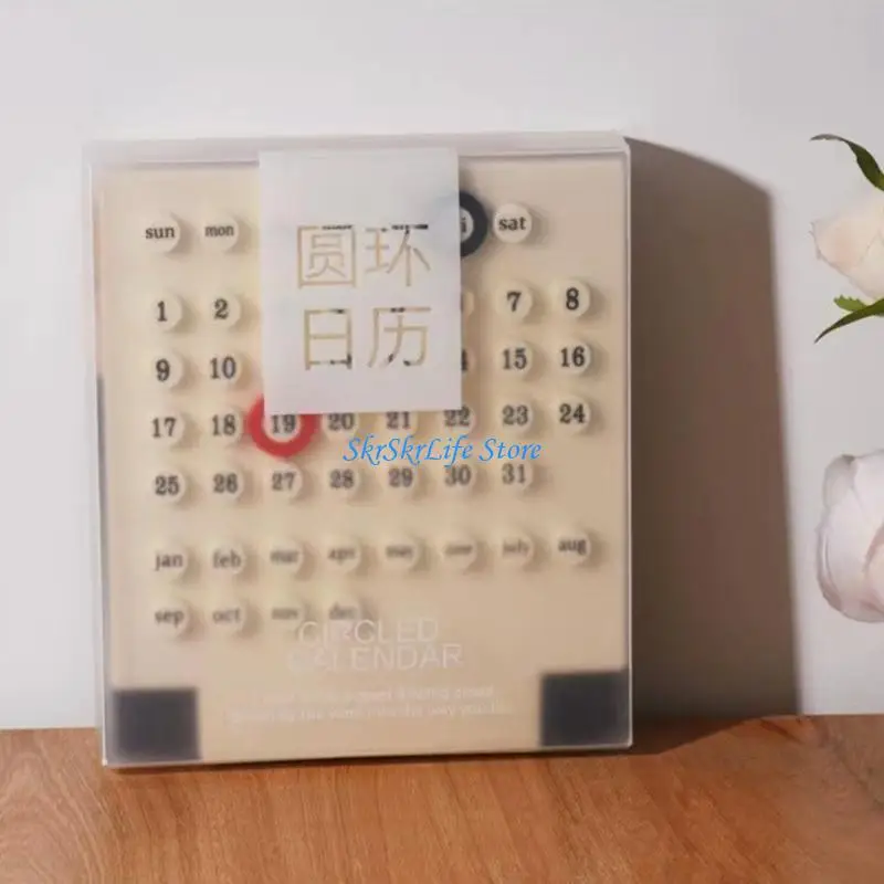 

E65E 3 Rings Date Record Calendars Time Calendar DIY Rings Desk Calendars