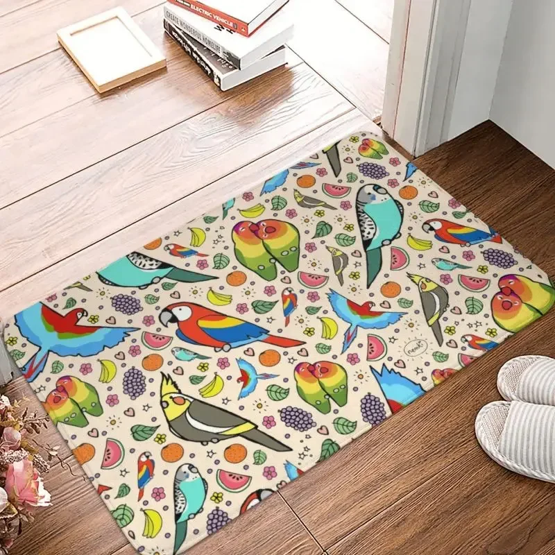 Funny Parrots Front Floor Door Entrance Mat Indoor Budgie Cockatiel Bird Bathroom Kitchen Doormat Bedroom Carpet Rug