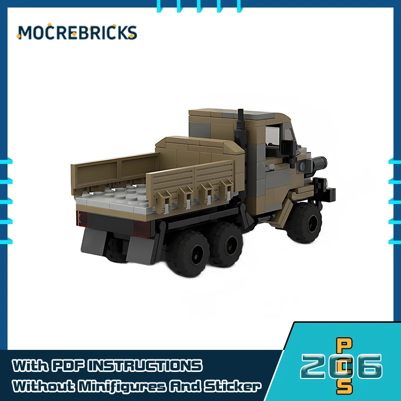 

MOC-188339 Russian Military Truck Mini Building Blocks Set War Freight Vehicles Model Creative Bricks Toy Children's Xmas Gift