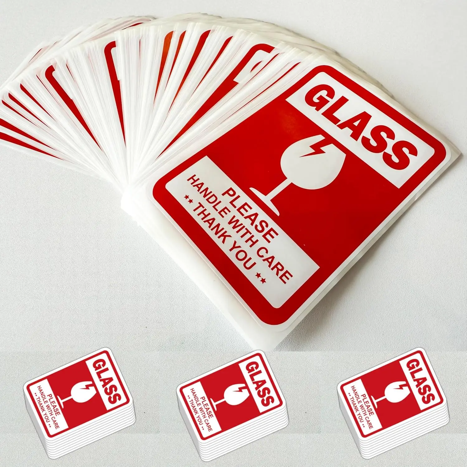

500 шт. больших стеклянных наклеек с предупреждением о хрупкости: «Осторожно!» - Наклейки «Хрупкое» для доставки и переезда, этикетки для хрупкого стекла, 4 x 6 дюймов