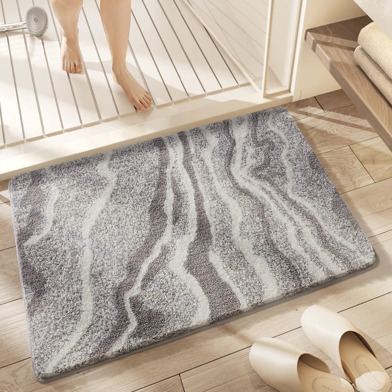 

Флокированный утолщенный коврик для ванной, высококачественный коврик для ванной комнаты, сильное водопоглощение, нескользящий коврик для ног, коврики для входа в душевой комнате
