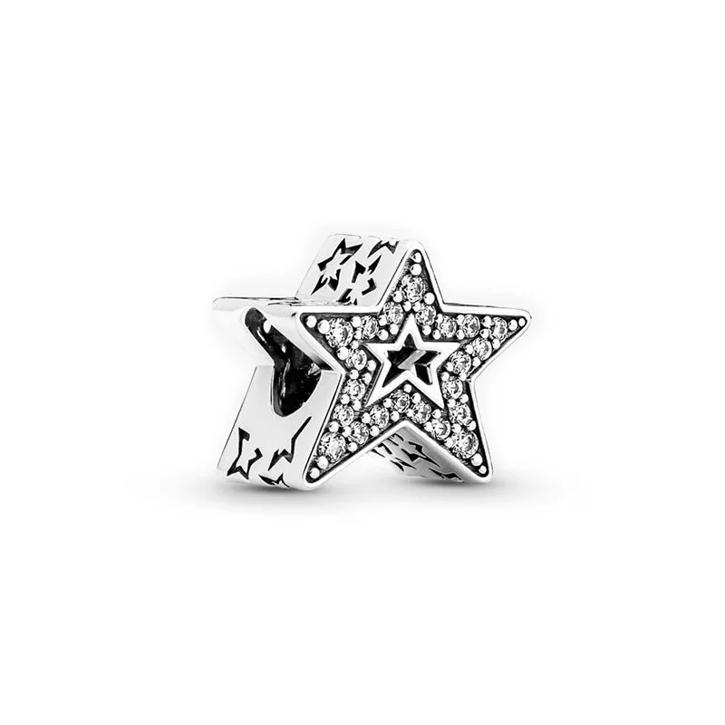 Cuentas de plata esterlina 100% 925 para mujer, abalorio con forma de estrella, Bombilla de amor, mariposa y flor, adecuado para Pulsera original, regalo de joyería artesanal