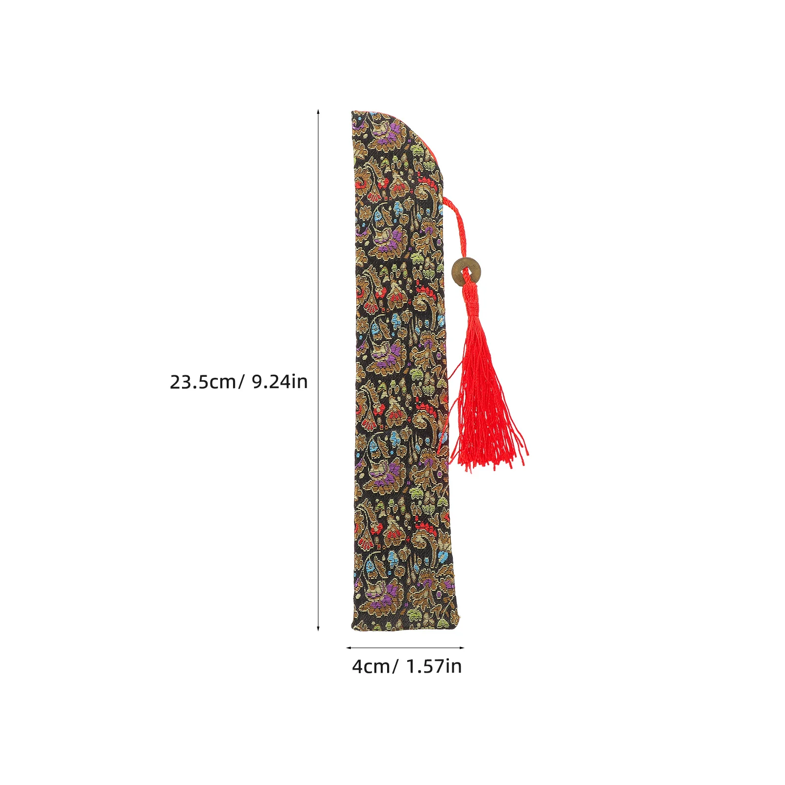 Silk Folding Fan Sleeve Cover Chinese Tassel Vintage Embroidery Protective Storage Pouch Carrying Case for Folding Hand Fans